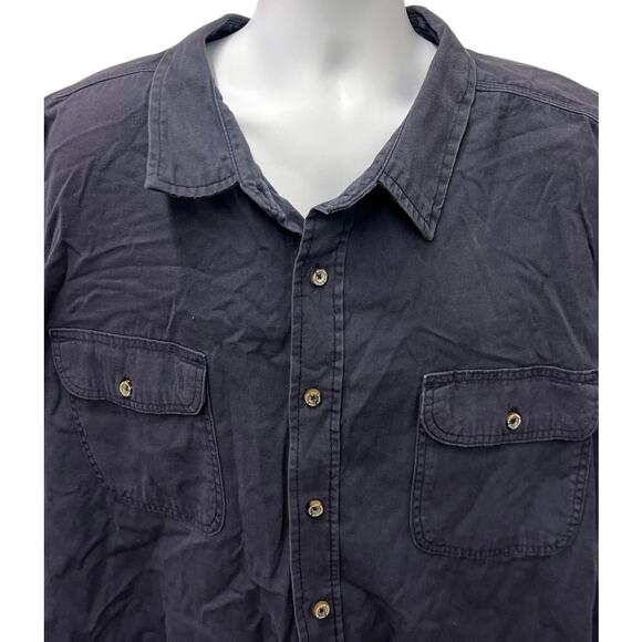 🪨 Boulder Creek 4XL Big Button Front Short Sleeve Shirt Navy Workwear - Picture 1 of 4